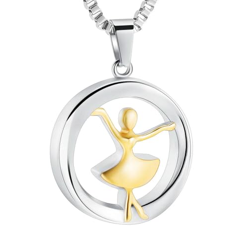 DOTUIARG Urne Halskette für Asche Zirkuläres Ballett Mädchen Einäscherung Schmuck Edelstahl Asche Anhänger für Frauen Andenken Memorial Halskette von DOTUIARG