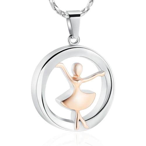 DOTUIARG Urne Halskette für Asche Zirkuläres Ballett Mädchen Einäscherung Schmuck Edelstahl Asche Anhänger für Frauen Andenken Memorial Halskette von DOTUIARG