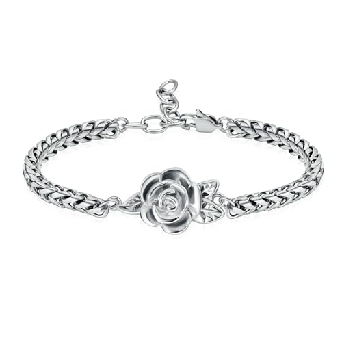 DOTUIARG Urnenarmband für Asche Rosenblüte Einäscherung Schmuck für Frauen Männer Edelstahl verstellbares Andenken Gedenkarmband Schmuck von DOTUIARG