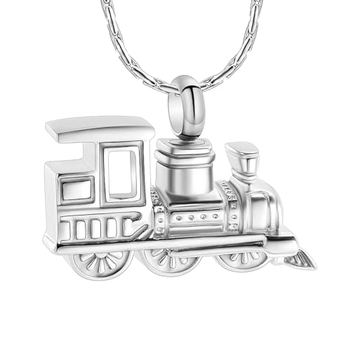 DOTUIARG Zug Form Gedenkschmuck Edelstahl Andenken Anhänger Halskette für Haustier/Mensch Asche Einäscherung Asche Medaillon Medaillon von DOTUIARG