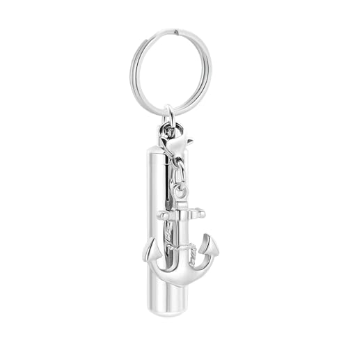 DOTUIARG Zylinder mit Anker Einäscherung Urne Schlüsselanhänger Edelstahl Glas Urnen für Asche Memorial Andenken Schmuck Kundenspezifisch von DOTUIARG