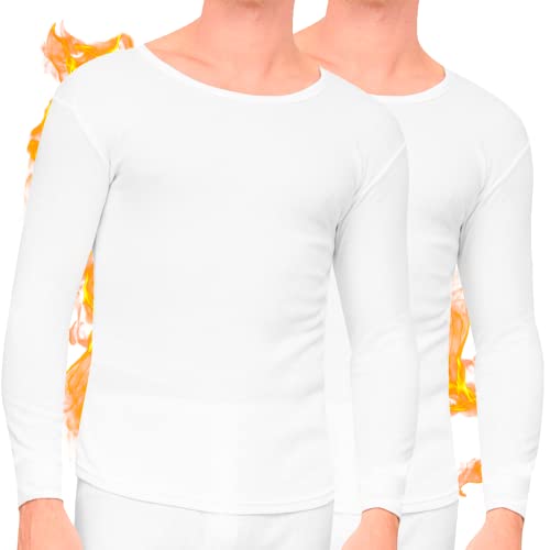 DOUBLE M, 1 oder 2 Packung Herren Thermounterwäsche Mit Langen Ärmeln, Fleece-Futter, Rundhalsausschnitt, Warm Für den Winter, Leicht und Atmungsaktiv, Polyester, Größe S/M/L/XL/XXL, Gewicht 160gr von DOUBLE M