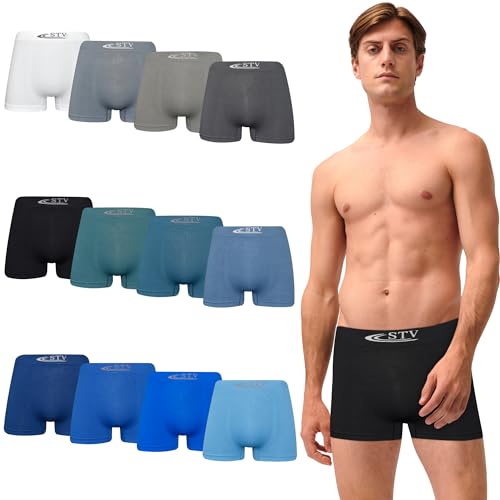 DOUBLE M, 12er Pack Nahtlose Boxershorts, Unsichtbarer Slip für Männer, Flexibler und Atmungsaktiver Boxerslip, Bequeme Unterwäsche, für Alltag und Sport von DOUBLE M