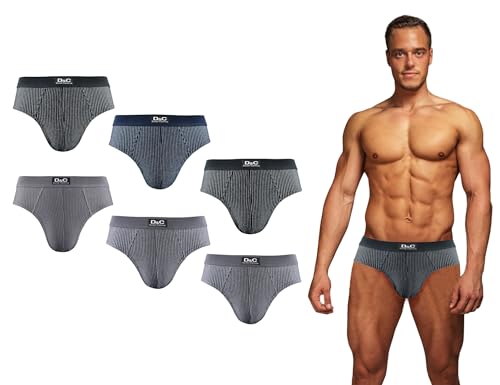 DOUBLE M, 6er-Pack Unterhosen Herren Slips, Baumwoll Slip für Männer, Bequeme Slips, Hypoallergene Slips, Gestreifte Slips, Slips mit Elastischem Bund, Erhältlich in den Größen M,L,XL,XXL von DOUBLE M