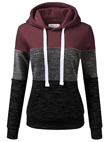 DOUBLJU Leichter Basic-Pullover, Oberteil, bequem, lässig, Kapuzen-Sweatshirt für Damenkleidung in Übergröße, D_Kastanienbraun, 2X von DOUBLJU