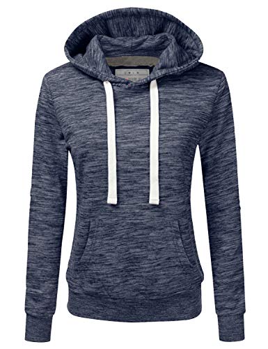 Doublju Basic Leichter Pullover Hoodie Sweatshirt für Damen - Blau - 3X von DOUBLJU