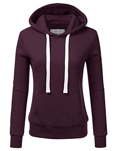 Doublju Damen Kapuzenpullover, leicht, Basic - Violett - 3X von DOUBLJU