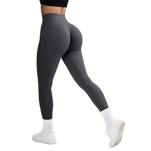 DOULAFASS Bauchweg Sportleggins Damen Lang Versteckte Scrunch Leggings mit Handytasche Hoch Taillierte Yoga Leggings von DOULAFASS