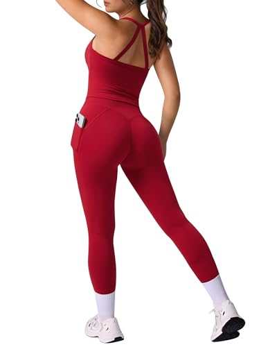 DOULAFASS Rückenfrei Sport Outfit Damen Set Tanktops Butt lift Leggings Gym Set Zweiteiler Workout Sets with Pockets DOULAFASS Rückenfrei Sport Outfit Damen Set Tanktops Butt lift Leggings Gym Set Zweiteiler Workout Sets with Pockets von DOULAFASS