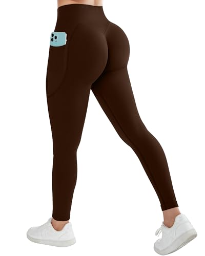 DOULAFASS Versteckte Scrunch Leggings mit Taschen Push Up Sportleggins Damen Lang Blickdichte High Waist Yoga Leggings von DOULAFASS