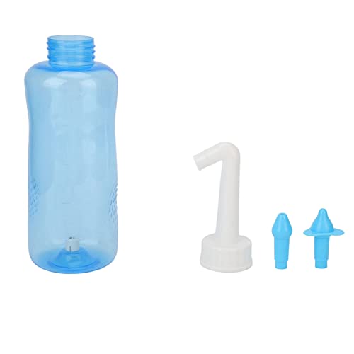 DOUQIFEI Neti Pot Sinusspülung, Nasenspülflasche Mit 2 Düsen, 500 Ml Flasche, Nasenspülreiniger Für Erwachsene Und Kinder, Blau von DOUQIFEI