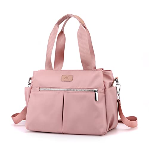 DOURR Hobo Handtaschen Canvas Crossbody Tasche für Frauen Multi Fächer Tote Geldbörse Taschen, Nylon pink, Medium von DOURR