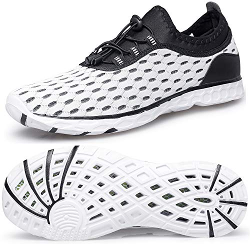 DOUSSPRT Herren Wasserschuhe Schnell Trocknend Sport Aquaschuhe, Weiss/opulenter Garten, 44.5 EU von DOUSSPRT