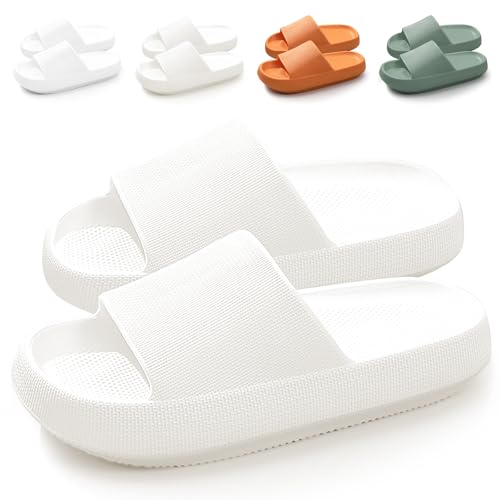 DOUUCO Badelatschen Herren Damen Original 100% EVA Super Weich & Rutschfest Wolke Slippers Cozislides Hausschuhe Für Innen & Außen, Sommer Garten Pool Badeschlappen, Flip Flops, Pantoletten, Orange von DOUUCO