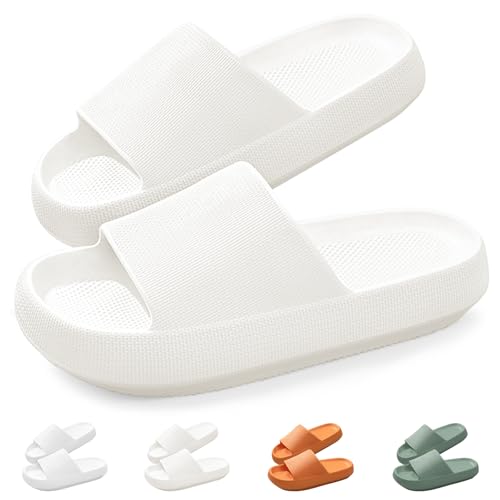 DOUUCO Badelatschen Herren Damen Original 100% EVA Super Weich & Rutschfest Wolke Slippers Cozislides Hausschuhe Für Innen & Außen, Sommer Garten Pool Badeschlappen, Flip Flops, Pantoletten, Orange von DOUUCO