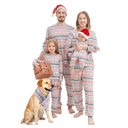 Weihnachts Familie Pyjama Set, Passendes Weihnachten Schlafanzug Paar Set, Weihnachtspyjama Langärmelige Hose Christmas Nachtwäsche Winter Geteilter Pyjama Partner Set Für Damen Herren Kinder Baby von DOUUCO