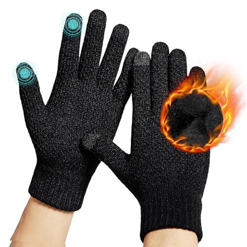 DOVAVA Handschuhe Herren schwarz,Strick Handschuhe Herren,Touchscreen Handschuhe Fahrradhandschuhe,Handschuhe Damen in Schwarz Dunkelgrau und Khaki mit weichem Innenfutter (Schwarz) von DOVAVA