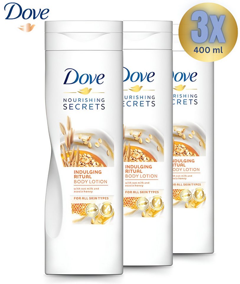 DOVE Bodylotion Oat Milk & Acacia Honey 3er Pack, (Hafermilch&Manuka-Honig) von DOVE