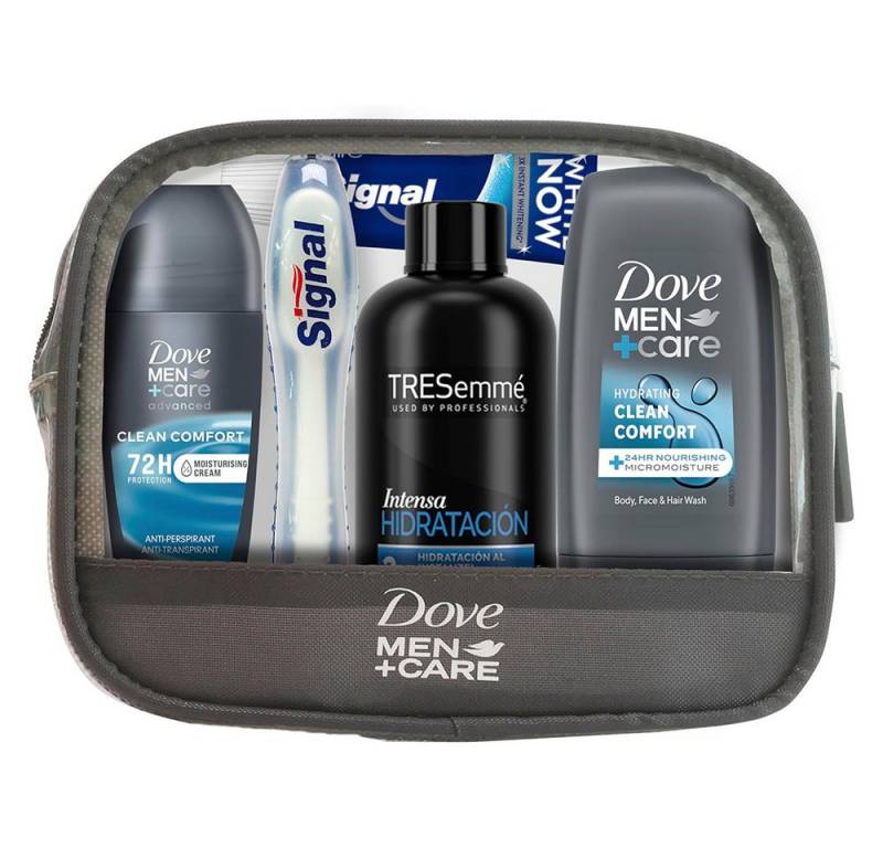 DOVE Pflege-Geschenkset Dove Men Care Reise-Set für Herren, 5-tlg., Roll-on 50 ml, Duschgel 55 ml, Shampoo 100 ml, Zahnpasta 14 ml von DOVE