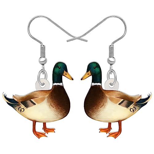 DOWAY Acryl Cute Ente Ohrringe Enten Schmuck Duck Bauernhof Dekoration für Damen Frauen Mädchen lustig Party Geschenke (Stockente) von DOWAY