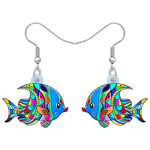 DOWAY Acryl Cute Hai Qualle Schildkröte Ohrringe Seepferdchen Oktopus Krabbe Schmuck Meerestiere Deko Geschenke für Frauen Mädchen (Fisch) von DOWAY