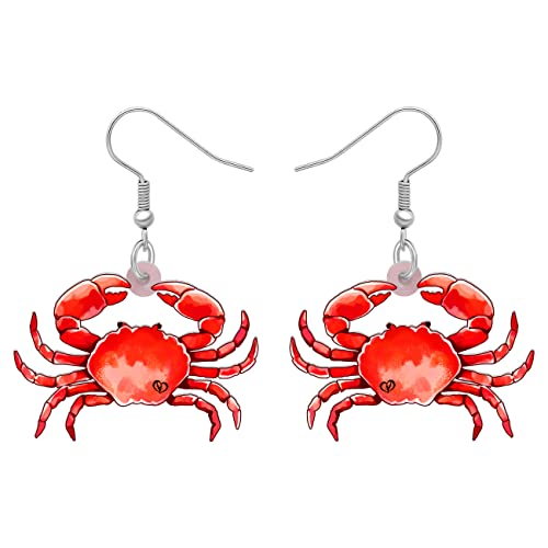 DOWAY Acryl Cute Hai Qualle Schildkröte Ohrringe Seepferdchen Oktopus Krabbe Schmuck Meerestiere Deko Geschenke für Frauen Mädchen (Krabbe B) von DOWAY