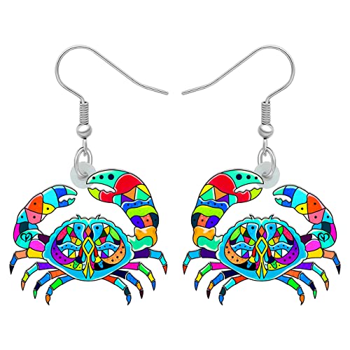 DOWAY Acryl Cute Hai Qualle Schildkröte Ohrringe Seepferdchen Oktopus Krabbe Schmuck Meerestiere Deko Geschenke für Frauen Mädchen (Krabbe C) von DOWAY