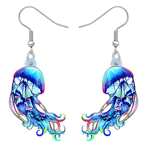 DOWAY Acryl Cute Hai Qualle Schildkröte Ohrringe Seepferdchen Oktopus Krabbe Schmuck Meerestiere Deko Geschenke für Frauen Mädchen (Qualle G) von DOWAY