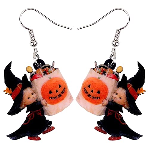 DOWAY Acryl Halloween Candy Hag Besen Hexe Ohrringe Hängend Hexen Schmuck Zubehör Geschenke Für Damen Frauen Mädchen (Ebenholz) von DOWAY
