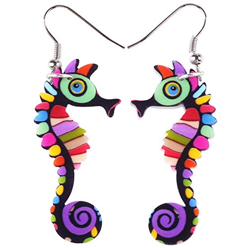 DOWAY Acryl Hippocampus Seepferdchen Ohrringe Schmuck Ozean Tiere Dekor FÜr Damen Frauen MÄdchen Lustig Party Geschenke (Mehrfarbig) von DOWAY