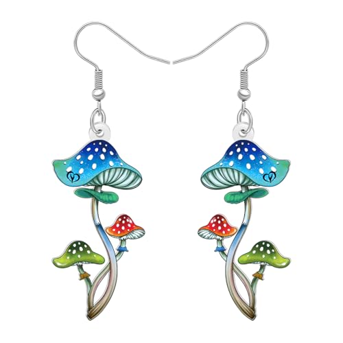 DOWAY Acryl Lustige Pilz Ohrringe Tropfen Baumeln Skurrile Frühling Sommer Schmuck Seltsame Geschenke für Frauen Mädchen Mama (Multi) von DOWAY