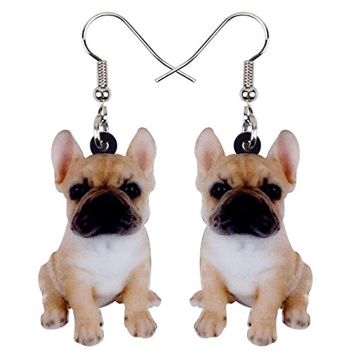 DOWAY Acryl Siberian Husky Chihuahua Beagle Dackel Yorkshire Terrier Mops Hund Ohrringe Hanging Dangle Drop Pet Schmuck für Damen Mädchen Kinder Charme Geschenk (Französische Bulldogge) von DOWAY