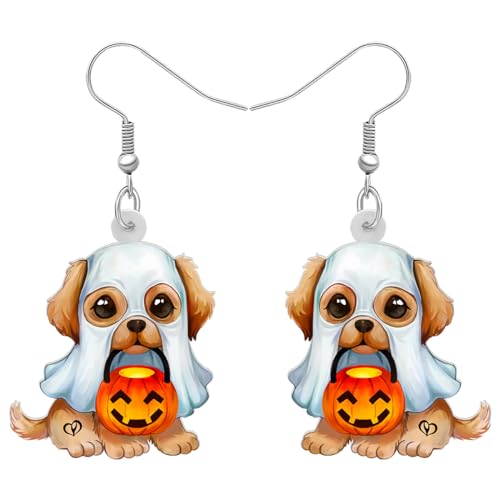 DOWAY Acryl Siberian Husky Chihuahua Beagle Dackel Yorkshire Terrier Mops Hund Ohrringe Hanging Dangle Drop Pet Schmuck für Damen Mädchen Kinder Charme Geschenk (Halloween) von DOWAY