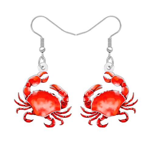DOWAY Acryl Spaß Krabbe Ohrringe Seestern Muschel Korallenschale Ohrringe Sommer Strand Schmuck Hawaii Geschenke für Frauen Mädchen Mama Ozean Tierliebhaber (Rosa) von DOWAY