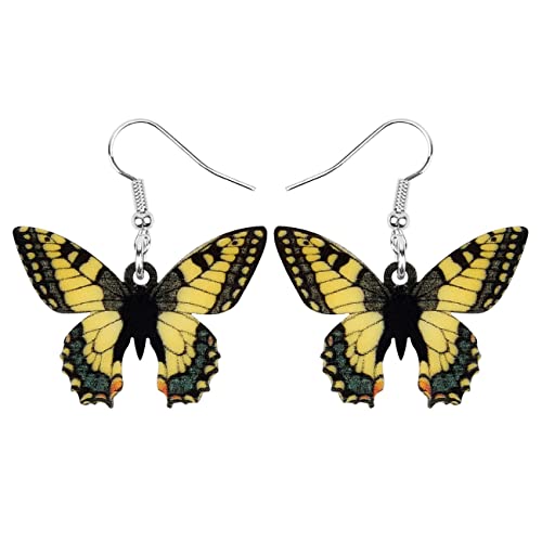 DOWAY Acryl gelb Schmetterling Ohrringe für Damen Frauen Mädchen Drop Schmuck, Frühling Sommer Schmetterling Geschenke Dekoration (Butter) von DOWAY