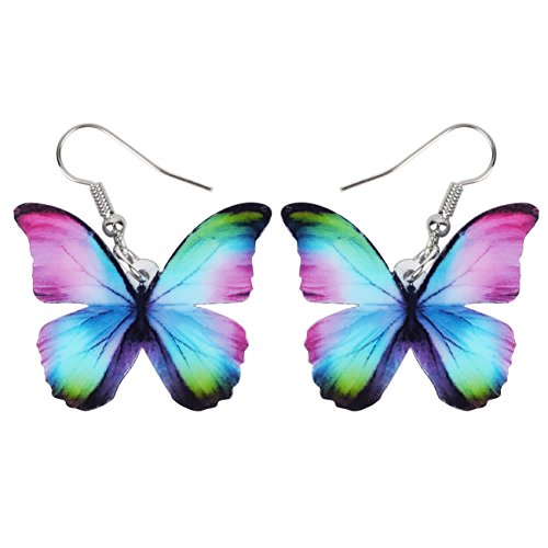 DOWAY Acryl gelb Schmetterling Ohrringe für Damen Frauen Mädchen Drop Schmuck, Frühling Sommer Schmetterling Geschenke Dekoration (Floral) von DOWAY