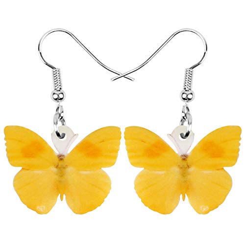 DOWAY Acryl gelb Schmetterling Ohrringe für Damen Frauen Mädchen Drop Schmuck, Frühling Sommer Schmetterling Geschenke Dekoration (Gelb) von DOWAY