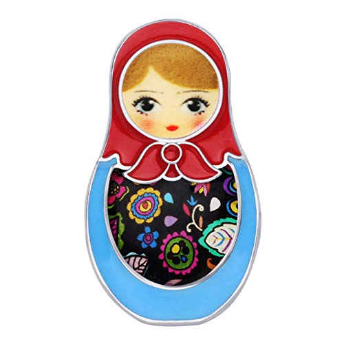 DOWAY Cartoon Ethnic Russian Doll Matryoshka Emaille Brosche Rucksäcke Abzeichen Kleidung Taschen Schmuck für Frauen Mädchen Geschenke (mehrfarbig) von DOWAY