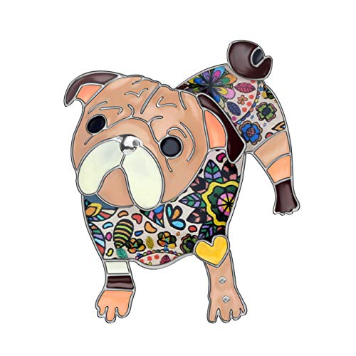 DOWAY Cartoon Süß Emaille Mops Hund Brosche Rucksäcke Abzeichen Kleidung Taschen Schmuck für Frauen Mädchen Geschenke (braun) von DOWAY