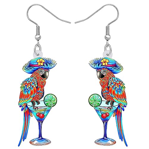 DOWAY Cute Acryl Ara Papagei Ohrringe Anhänger Anhänger Vogel Charms Hawaii Deko für Damen Mädchen Sommer Tiere Schmuck Geschenke (Hawaii J) von DOWAY