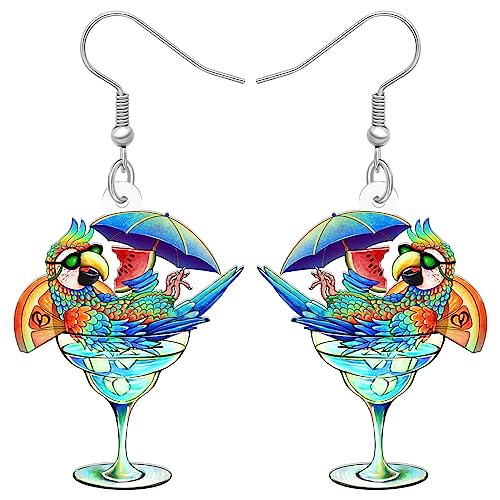 DOWAY Cute Acryl Ara Papagei Ohrringe Anhänger Anhänger Vogel Charms Hawaii Deko für Damen Mädchen Sommer Tiere Schmuck Geschenke (Hawaii K) von DOWAY