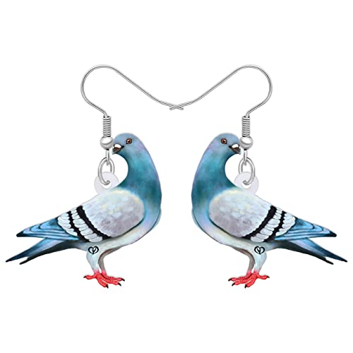 DOWAY Cute Acryl Cartoon Taube Ohrringe Anhänger Anhänger Mode Tiere Vogel Schmuck für Damen Mädchen Charms Tauben Geschenk (Blau) von DOWAY