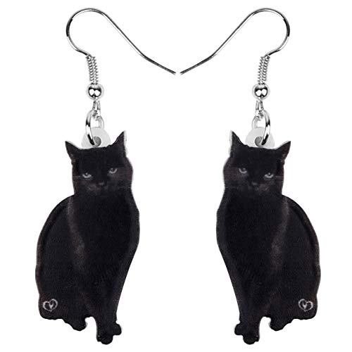 DOWAY Cute Acryl Katze Ohrringe für Frauen Mädchen Mode Tier Ohrringe Schmuck Charms Katze Geschenke (Ebenholz) von DOWAY