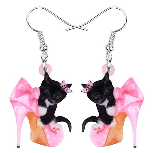 DOWAY Cute Acryl Katze Ohrringe für Frauen Mädchen Mode Tier Ohrringe Schmuck Charms Katze Geschenke (Pink) von DOWAY