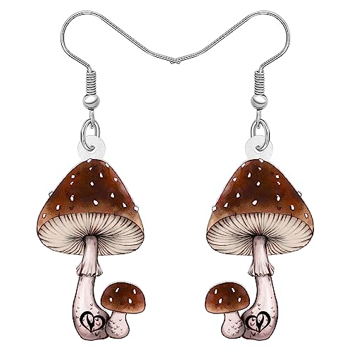 DOWAY Cute Acryl Pilz Ohrringe Anhänger lustig Pilz Schmuck Geschenke für Damen Teenager Mädchen Charms Lebensmittel Deko (Braun) von DOWAY