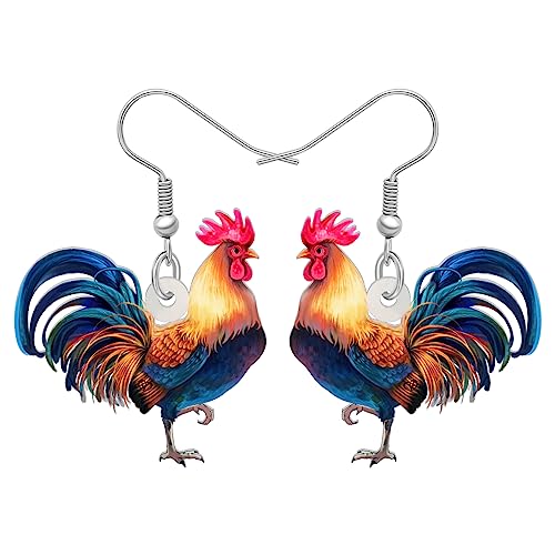 DOWAY Cute Huhn Henne Hahn Ohrringe Acryl baumeln Schmuck für Frauen Mädchen lustig Party Geschenke (Huhn E) von DOWAY