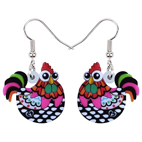 DOWAY Cute Huhn Henne Hahn Ohrringe Acryl baumeln Schmuck für Frauen Mädchen lustig Party Geschenke (Huhn I) von DOWAY