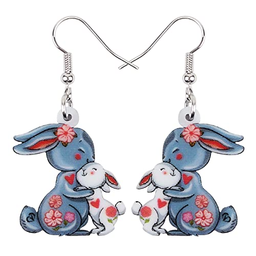 DOWAY Cute Ostereier Kaninchen Ohrringe Acryl Osterhase Dangle Schmuck Geschenke für Damen Mädchen lustig Ostern Deko (Anker) von DOWAY