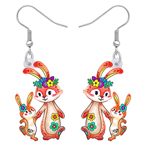 DOWAY Cute Ostereier Kaninchen Ohrringe Acryl Osterhase Dangle Schmuck Geschenke für Damen Mädchen lustig Ostern Deko (Couples B) von DOWAY