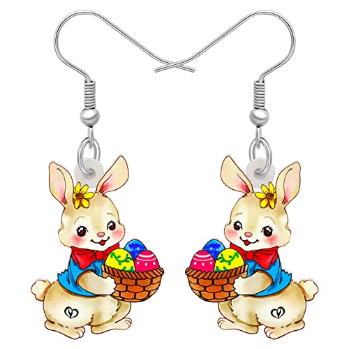 DOWAY Cute Ostereier Kaninchen Ohrringe Acryl Osterhase Dangle Schmuck Geschenke für Damen Mädchen lustig Ostern Deko (Pergament) von DOWAY